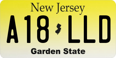 NJ license plate A18LLD