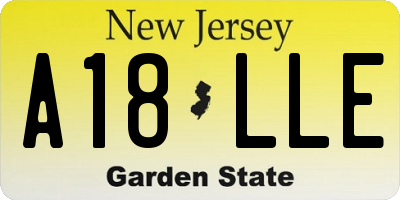 NJ license plate A18LLE