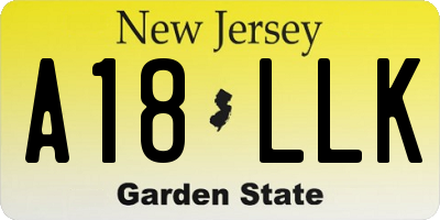 NJ license plate A18LLK
