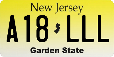 NJ license plate A18LLL