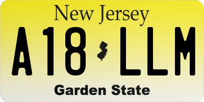 NJ license plate A18LLM