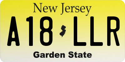 NJ license plate A18LLR