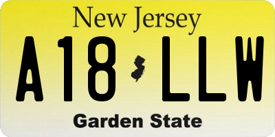 NJ license plate A18LLW