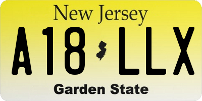 NJ license plate A18LLX
