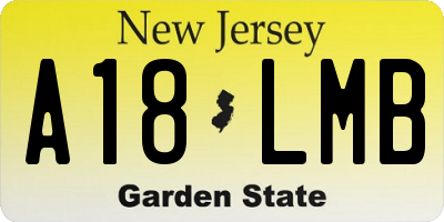NJ license plate A18LMB