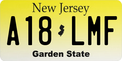 NJ license plate A18LMF