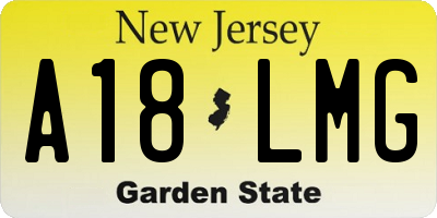 NJ license plate A18LMG