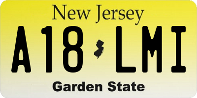 NJ license plate A18LMI
