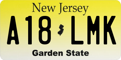 NJ license plate A18LMK