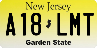 NJ license plate A18LMT