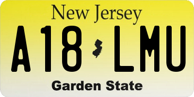 NJ license plate A18LMU