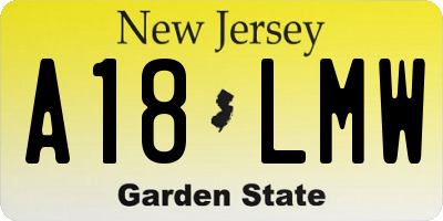 NJ license plate A18LMW