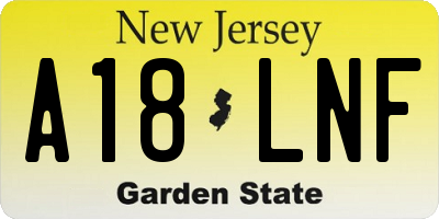 NJ license plate A18LNF