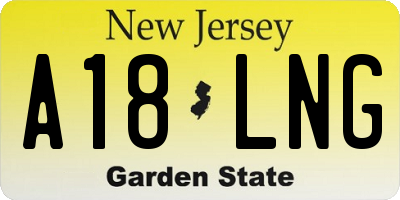 NJ license plate A18LNG