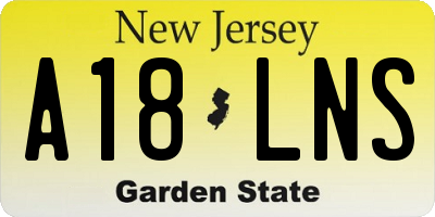 NJ license plate A18LNS