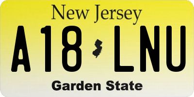 NJ license plate A18LNU