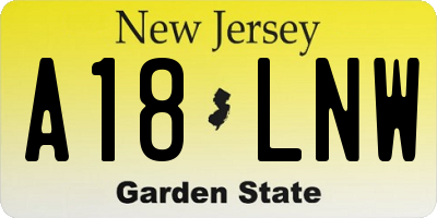 NJ license plate A18LNW