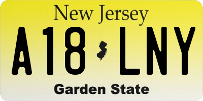 NJ license plate A18LNY