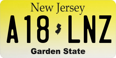 NJ license plate A18LNZ