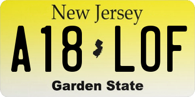 NJ license plate A18LOF