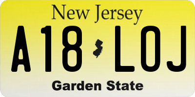 NJ license plate A18LOJ