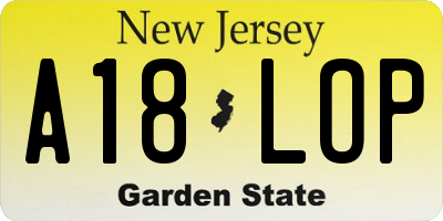 NJ license plate A18LOP