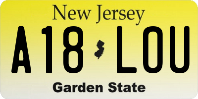 NJ license plate A18LOU