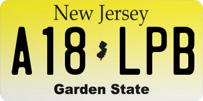 NJ license plate A18LPB