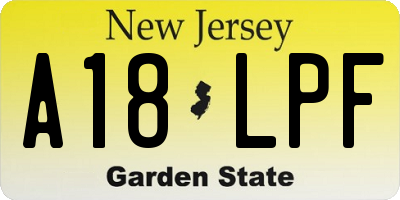 NJ license plate A18LPF