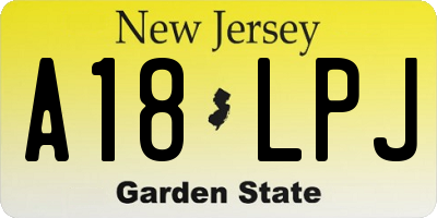 NJ license plate A18LPJ