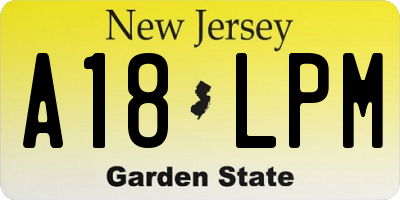 NJ license plate A18LPM