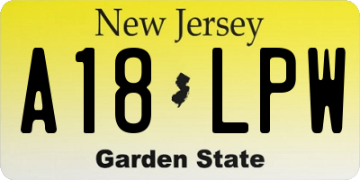 NJ license plate A18LPW