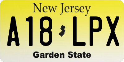 NJ license plate A18LPX