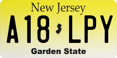 NJ license plate A18LPY