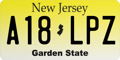 NJ license plate A18LPZ