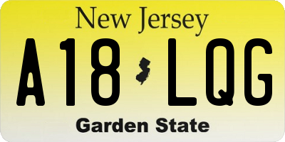 NJ license plate A18LQG
