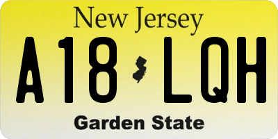 NJ license plate A18LQH