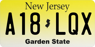 NJ license plate A18LQX