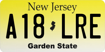 NJ license plate A18LRE