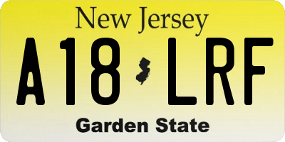 NJ license plate A18LRF