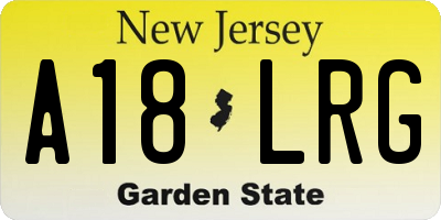 NJ license plate A18LRG