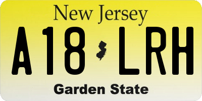 NJ license plate A18LRH