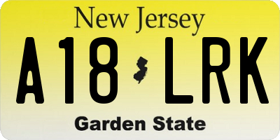 NJ license plate A18LRK