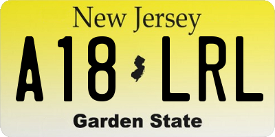 NJ license plate A18LRL