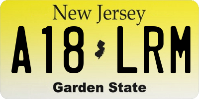 NJ license plate A18LRM