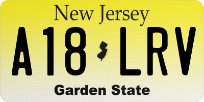 NJ license plate A18LRV