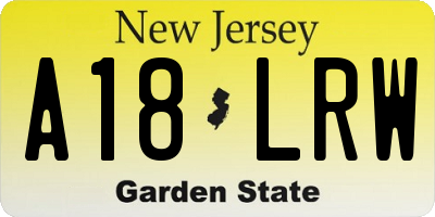 NJ license plate A18LRW