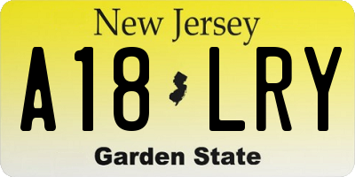 NJ license plate A18LRY