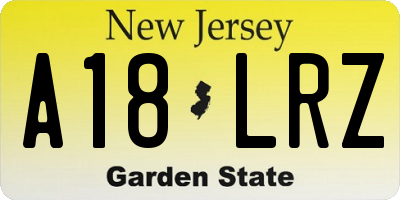 NJ license plate A18LRZ