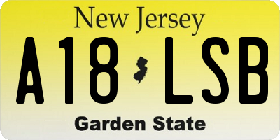 NJ license plate A18LSB